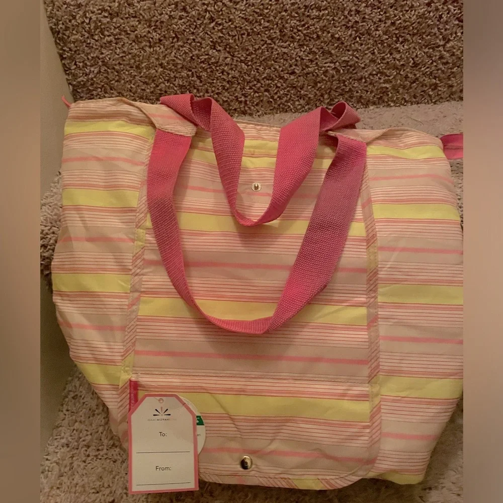 NEW~ISAAC MIZRAHI LIVE Insulated Market Tote Bag/Picnic MICROBAN Floral & Pink